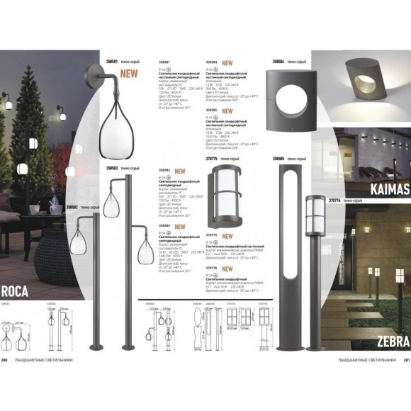 Уличный настенный светильник Novotech 370775 ZEBRA IP54 под лампу 1xE27 18W