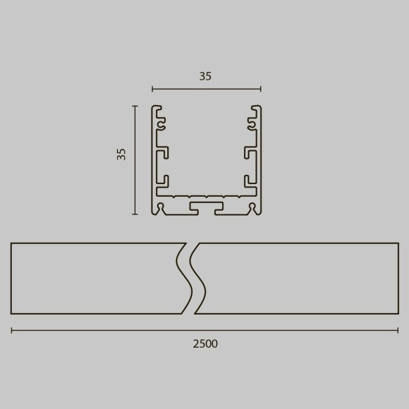 Радиусный профиль 35x35 линейный черный 2.5м, макс. ширина ленты 24мм ALM-3535R-B-D-2.5M