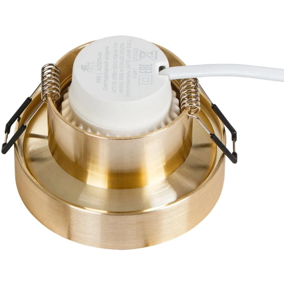 Arte Lamp A1240PL-1SG Светильник потолочный встраиваемый серии RAMO для ламп или модулей MR16 (GU10) диаметр 85 мм, общая высота 48мм, врезной диаметр 70 мм, матовое золото IP20 (высота встр. при исп. LED модулей от 35 мм)