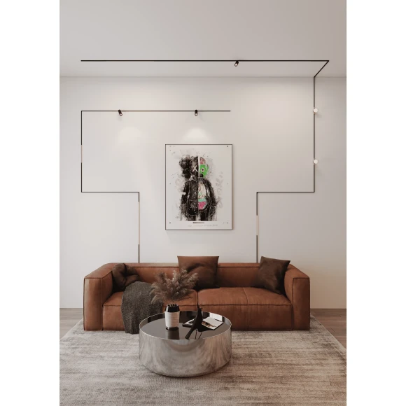 Crystal Lux CLT 0.116 01 L2000 BL 1407/034 Черный 2м накладной магнитный односторонний шинопровод, узкая серия 5мм UX5, 2000x11x21мм