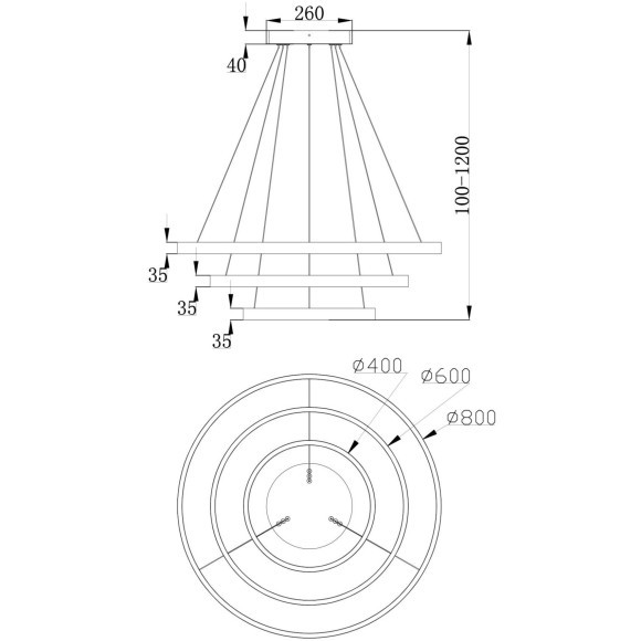 Люстра подвесная Maytoni MOD058PL-L100W4K Rim светодиодная 3xLED 115W