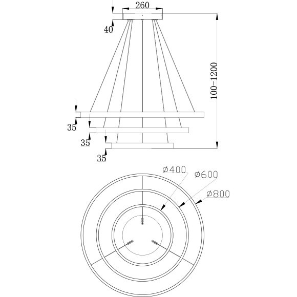 Люстра подвесная Maytoni MOD058PL-L100W4K Rim светодиодная 3xLED 115W