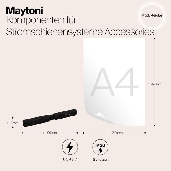Прямой коннектор питания Maytoni Gravity TRA004PC-22B Прямой коннектор питания Maytoni Gravity TRA004PC-22B