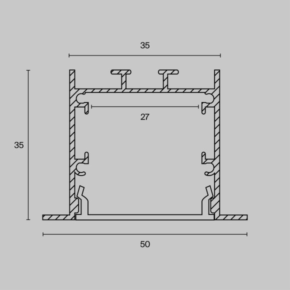 Алюминиевый профиль встраиваемый 50x35 ALM-5035-S-2M