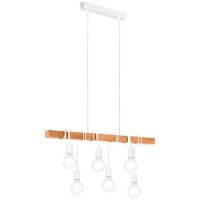 33165 Подвес TOWNSHEND, 6х60W (E27), L1000, B100, H1100, сталь, белый/дерево, коричневый