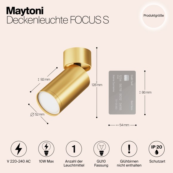 Накладной потолочный светильник Maytoni C050CL-U-1MG Focus S под лампу 1xGU10 10W