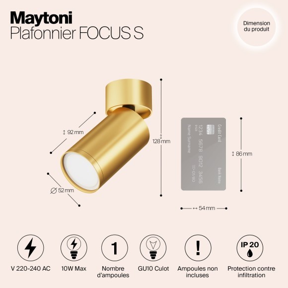 Накладной потолочный светильник Maytoni C050CL-U-1MG Focus S под лампу 1xGU10 10W