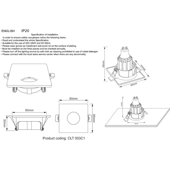 Светильник встраиваемый Crystal Lux CLT 003C1 WH Светильник встраиваемый Crystal Lux CLT 003C1 WH