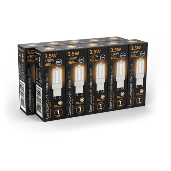 107009105 Лампа Gauss G9 AC185-265V 3,5W 460lm 3000K керамика LED 1/10/200