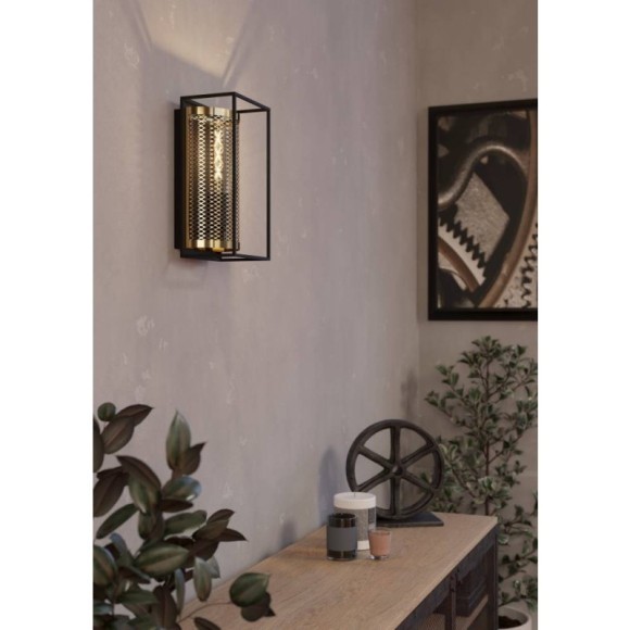 43789 Бра (настенный светильник) NOHALES, 1X40W (E27), H320, сталь, черный, латунь