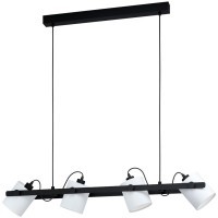 43425 Подвес HORNWOOD 1, 4х60W (E27), L1100, B180, H1100, сталь, дерево, черный /текстиль, белый