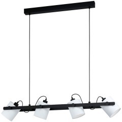 43425 Подвес HORNWOOD 1, 4х60W (E27), L1100, B180, H1100, сталь, дерево, черный /текстиль, белый