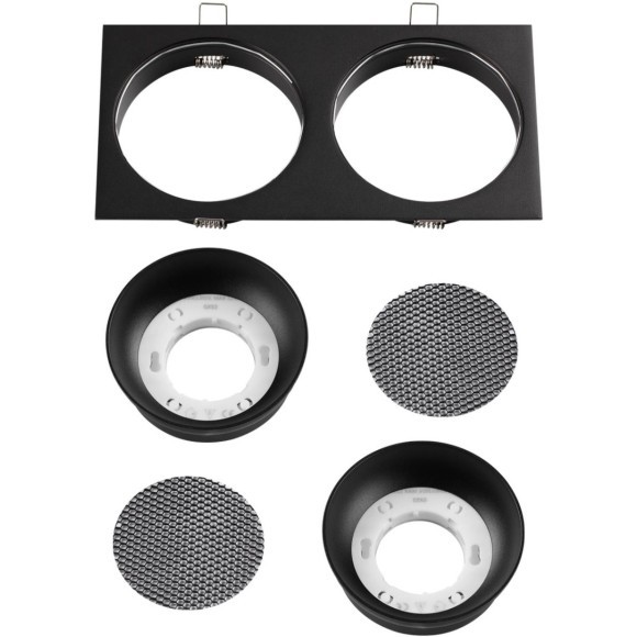 371008 Черный двойной встраиваемый в ГКЛ спот с 2 лампами GX53 макс 12Вт и антибликовыми фильтрами Novotech GEMINI WIR