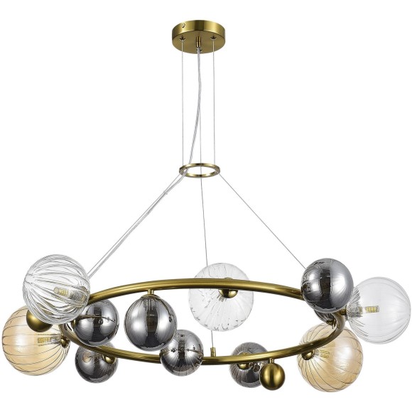 SL1515.303.12 Светильник подвесной ST-Luce Латунь/Янтарный,Дымчатый,Прозрачный G9 12*5W 4000K SPHERE