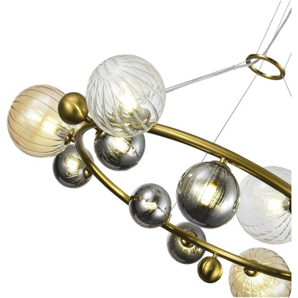 SL1515.303.12 Светильник подвесной ST-Luce Латунь/Янтарный,Дымчатый,Прозрачный G9 12*5W 4000K SPHERE