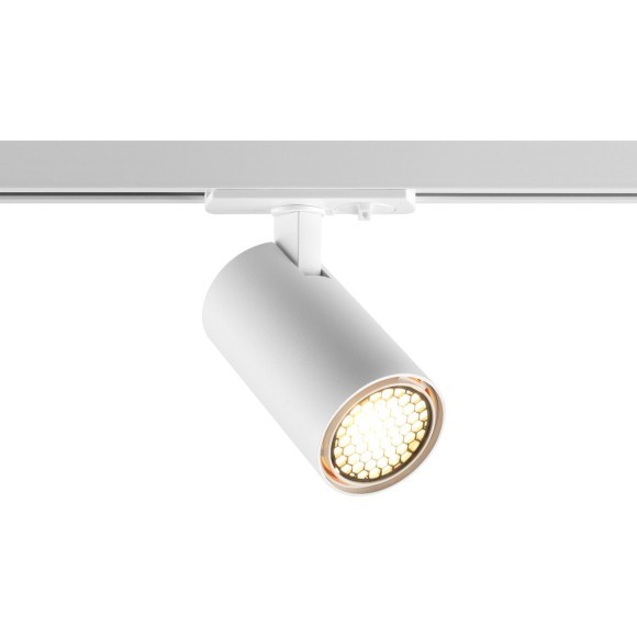 Novotech SELENE 359912 Современный трековый поворотный LED-светильник-спот направленного света для однофазной трехжильной системы EXPERT, 15Вт, 722Лм, 3000К, угол 36°, CRI90, UGR19, 220В, IP20, белый алюминий, длина 120 мм, ширина 55 мм, высота 87 мм