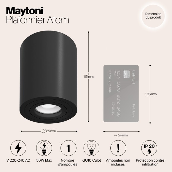 Накладной потолочный светильник Maytoni C016CL-01B Atom под лампу 1xGU10 50W Накладной потолочный светильник Maytoni C016CL-01B Atom под лампу 1xGU10 50W