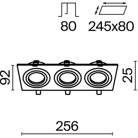 Встраиваемый светильник Maytoni DL024-2-03B Atom под лампы 3xGU10 50W