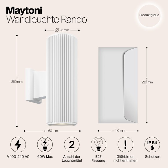 Архитектурная подсветка Rando O419WL-02W IP54 Архитектурная подсветка Rando O419WL-02W IP54