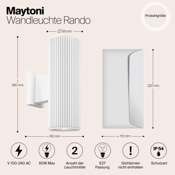 Архитектурная подсветка Rando O419WL-02W IP54 Архитектурная подсветка Rando O419WL-02W IP54