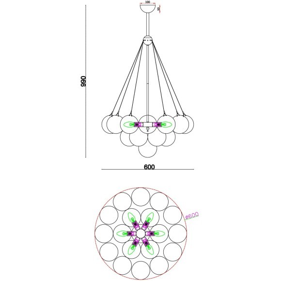 Подвесной светильник Freya FR5231PL-06BS