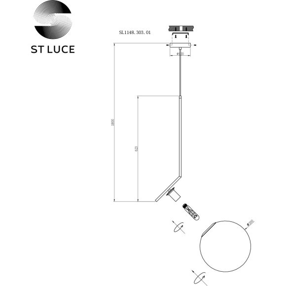SL1148.303.01 Светильник подвесной ST-Luce Латунь/Белый E27 1*60W CODDA
