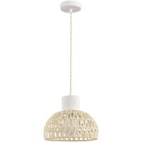 8368/1A Подвесной светильник с бежевым плафоном из натурального джутового шнура, с белым основанием, под лампу E27 LUMION BOHO ECO