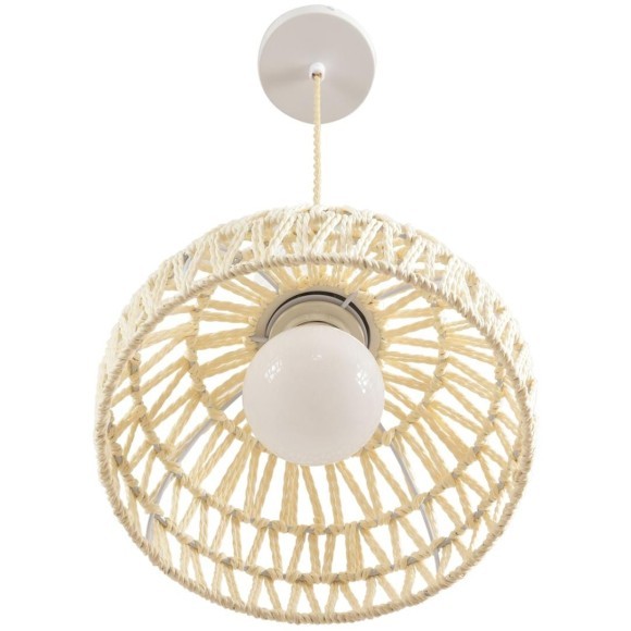 8368/1A Подвесной светильник с бежевым плафоном из натурального джутового шнура, с белым основанием, под лампу E27 LUMION BOHO ECO