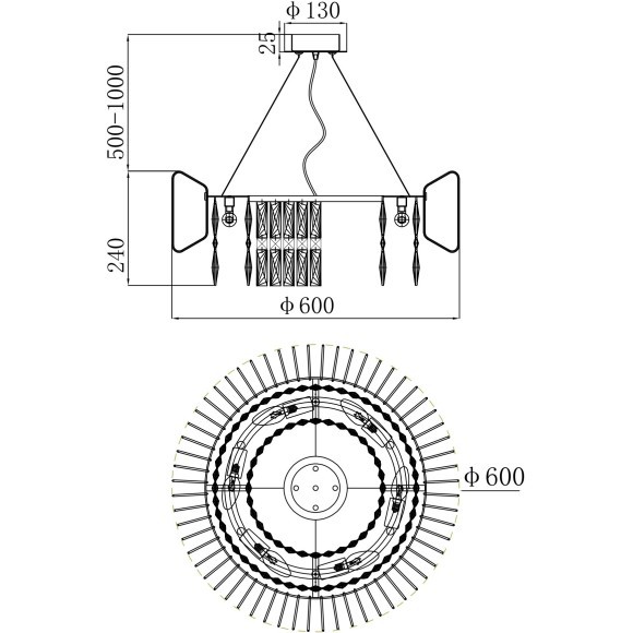 Хрустальная подвесная золотая люстра в виде кольца Favourite 4779-6P