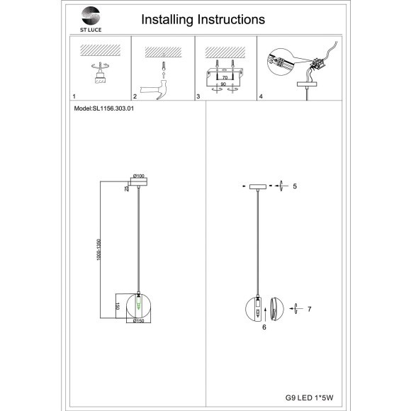 SL1156.303.01 Подвес ST-Luce Латунь/Прозрачный G9 1*5W BALA SL1156.303.01 Подвес ST-Luce Латунь/Прозрачный G9 1*5W BALA