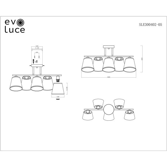 SLE300402-05 Светильник потолочный Хром/Белый, Серый E14 5*40W PRATO SLE300402-05 Светильник потолочный Хром/Белый, Серый E14 5*40W PRATO