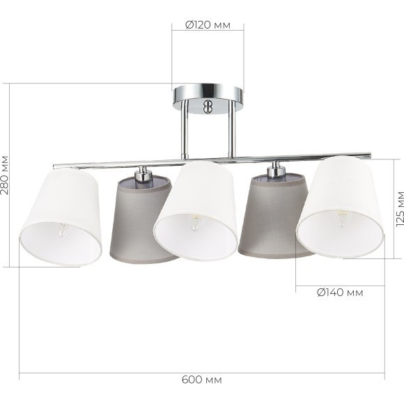SLE300402-05 Светильник потолочный Хром/Белый, Серый E14 5*40W PRATO SLE300402-05 Светильник потолочный Хром/Белый, Серый E14 5*40W PRATO