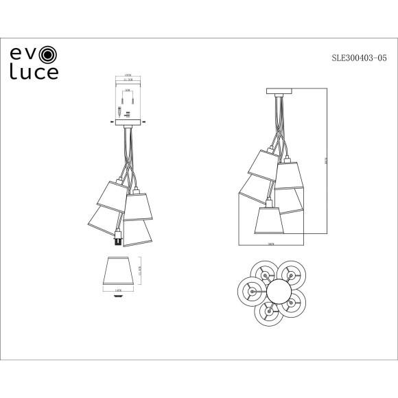 SLE300403-05 Светильник подвесной Хром/Белый, Серый E14 5*40W PRATO