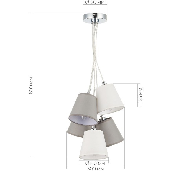 SLE300403-05 Светильник подвесной Хром/Белый, Серый E14 5*40W PRATO