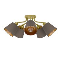 31535 MASERLO Люстра потолочная с 5 лампами E27, 300Вт, металл, ткань, кремово-золотой/капучино