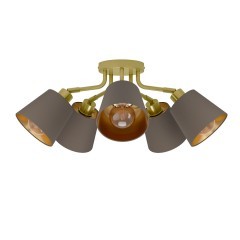 31535 MASERLO Люстра потолочная с 5 лампами E27, 300Вт, металл, ткань, кремово-золотой/капучино 31535 MASERLO Люстра потолочная с 5 лампами E27, 300Вт, металл, ткань, кремово-золотой/капучино