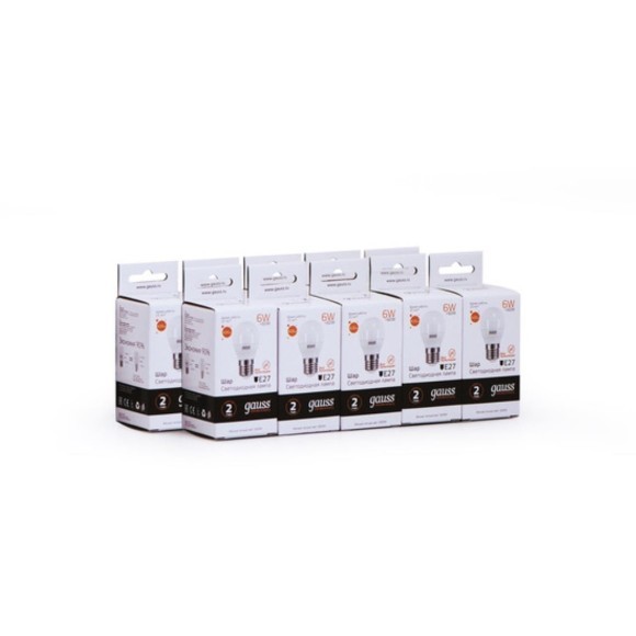 53216 Лампа Gauss LED Elementary Шар 6W E27 420lm 3000K 1/10/100