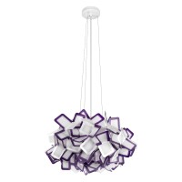 10231/530 Purple LOFT IT CLIZIA Подвесной светильник с белым металлическим основанием и фиолетово-белым пластиковым плафоном, 3 x E27, Ø530 мм