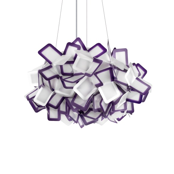 10231/530 Purple LOFT IT CLIZIA Подвесной светильник с белым металлическим основанием и фиолетово-белым пластиковым плафоном, 3 x E27, Ø530 мм