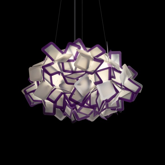 10231/530 Purple LOFT IT CLIZIA Подвесной светильник с белым металлическим основанием и фиолетово-белым пластиковым плафоном, 3 x E27, Ø530 мм