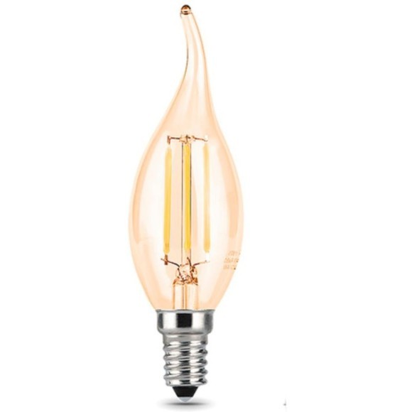 104801005 Лампа Gauss LED Filament Свеча на ветру E14 5W 400lm 2700K Golden 1/10/50