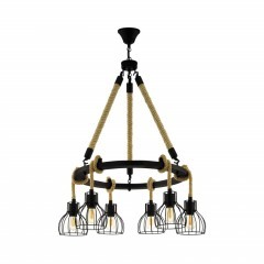 43194 Подвес RAMPSIDE, 6х28W(E27), ?760, H1175, сталь, дерево, черный, коричневый 43194 Подвес RAMPSIDE, 6х28W(E27), ?760, H1175, сталь, дерево, черный, коричневый