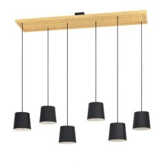 390131 CAMARIOCA Люстра потолочная с 6 лампами E27, дерево коричневый, металл бежевый 390131 CAMARIOCA Люстра потолочная с 6 лампами E27, дерево коричневый, металл бежевый