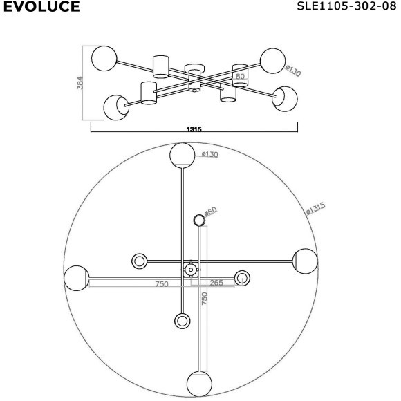 SLE1105-302-08 Светильник потолочный Латунь/Белый GU10+E27 4+4*5+60W RAITO SLE1105-302-08 Светильник потолочный Латунь/Белый GU10+E27 4+4*5+60W RAITO