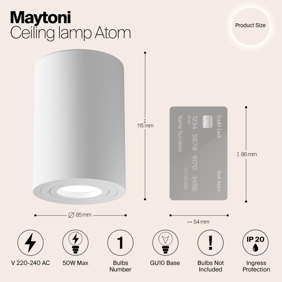 Накладной потолочный светильник Maytoni C016CL-01W Atom под лампу 1xGU10 50W