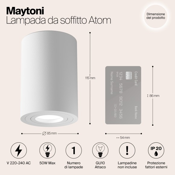 Накладной потолочный светильник Maytoni C016CL-01W Atom под лампу 1xGU10 50W