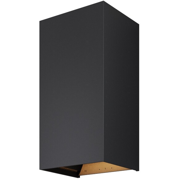 Maytoni Drape O525WL-L20B3K Уличный настенный прямоугольный светодиодный фасадный светильник-бра высотой 23 см, стиль минимализм, свет вверх-вниз, металл черный алюминий, LED 20Вт 3000K 1000Лм CRI80 80° 220В IP65 -40...+50°C