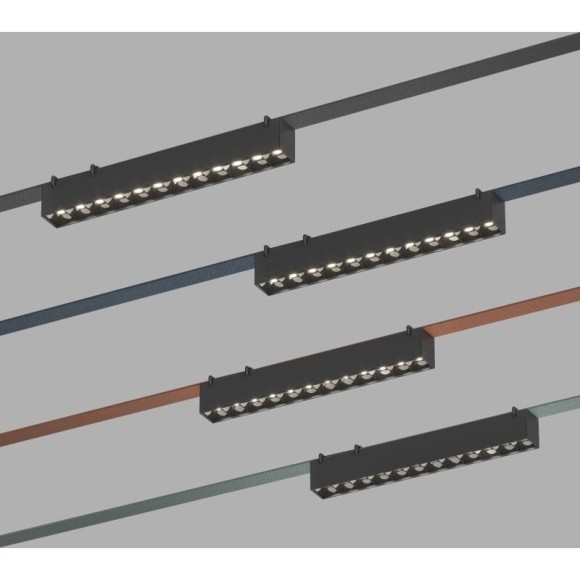 DK5670-BK Cветильник для трека-ремня Belty Smart, серия Grill, со светодиодом, L323*W40*H45мм, 48V DC, 12W, RA90, 24°, 2700-6000K, IP20, черный, алюминий