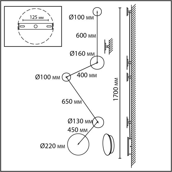 7115/30WL Настенный светильник Odeon Light HIGHTECH IP20 LED 30W Ra90 1350Лм 3000K 220-240V GALAXY (ВМЕСТО 4211/38WL)