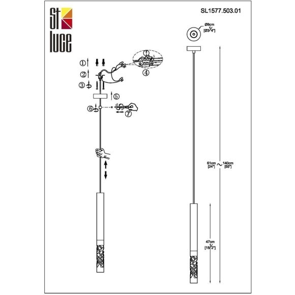 SL1577.503.01 Светильник подвесной ST-Luce Белый/Белый LED 1*5W 3000K FIZORIO